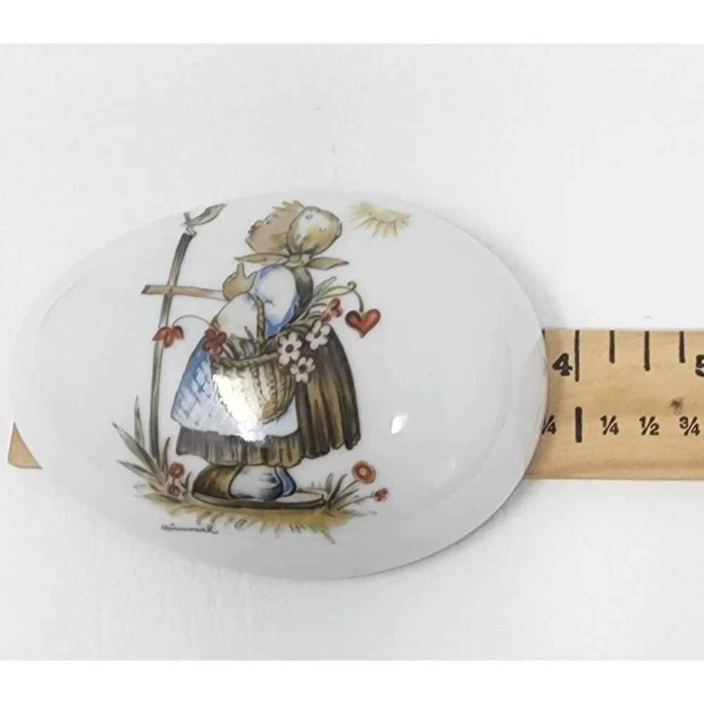 Vtg Sister Berta Hummel Original Porcelain Egg Shape Trinket/Jewelry Box